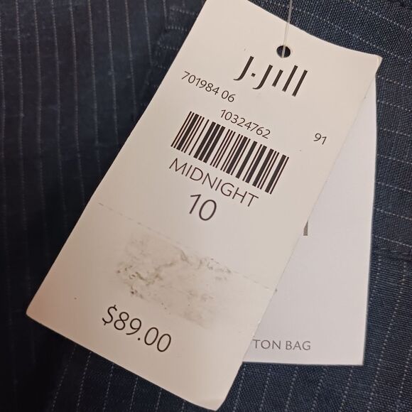 J. Jill Midnight Blue Pinstriped Wide-leg Dress Pants Size 10 NWT! - Picture 8 of 10